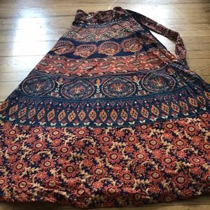 Indian Linen Long Wrap Skirt
